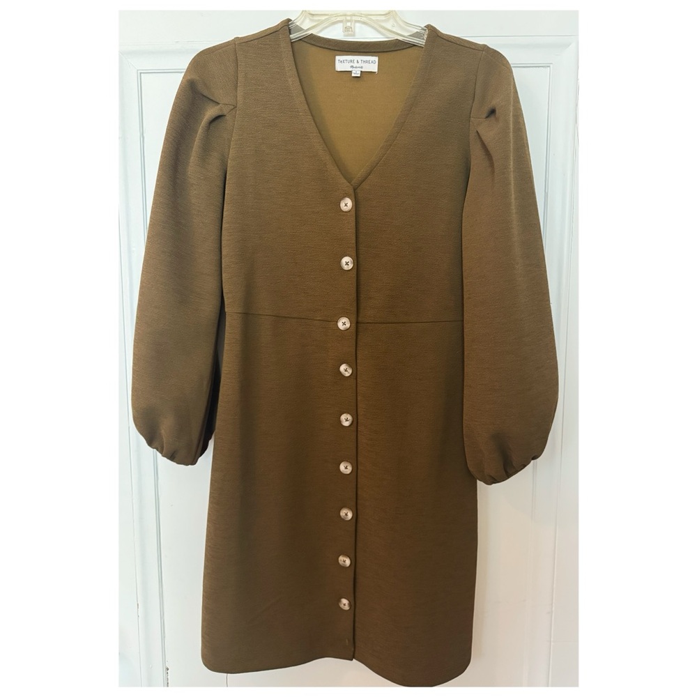 Madewell Olive/Brown Button-Down Dress
